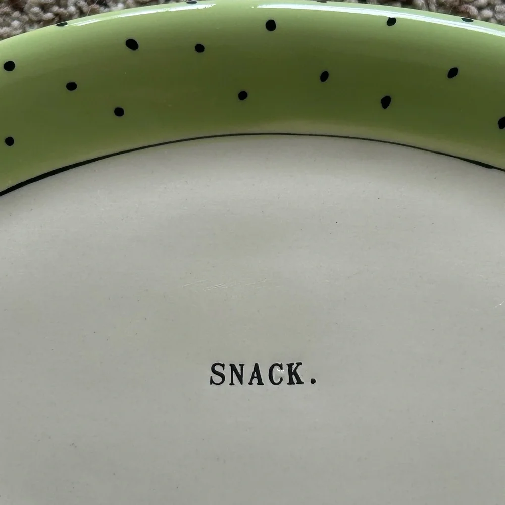 Rae Dunn Artisan Collection by Magenta Small Oval Dot Trim Plates Set of 3  EUC